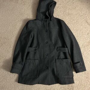Women's Black Hooded Coat Gap Large
